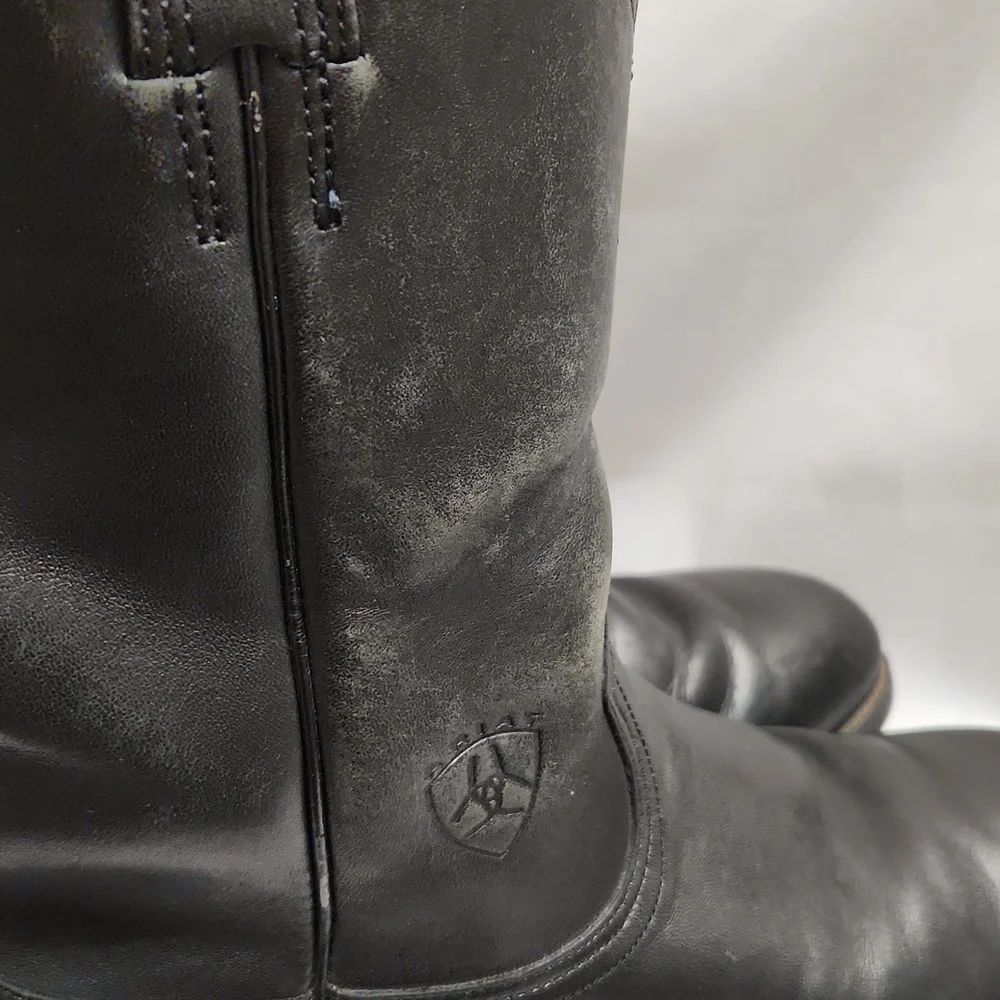 Ariat Heritage Roper Black Full Grain Leather Western Boots (M Size 8D)